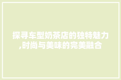 探寻车型奶茶店的独特魅力,时尚与美味的完美融合 蓄电池配件