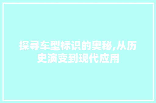 探寻车型标识的奥秘,从历史演变到现代应用