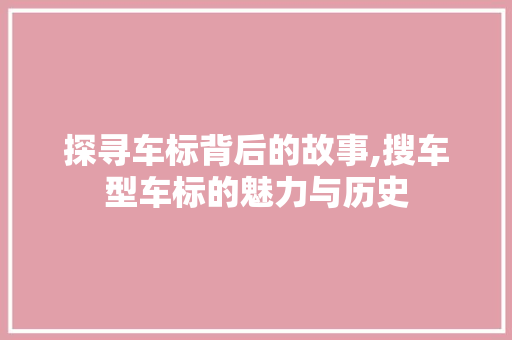 探寻车标背后的故事,搜车型车标的魅力与历史