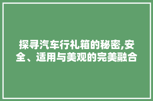 探寻汽车行礼箱的秘密,安全、适用与美观的完美融合