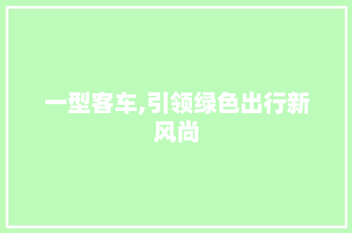 一型客车,引领绿色出行新风尚