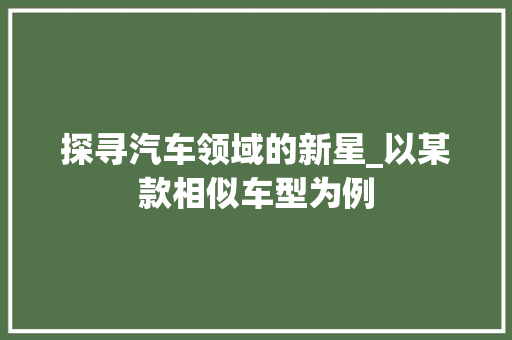 探寻汽车领域的新星_以某款相似车型为例