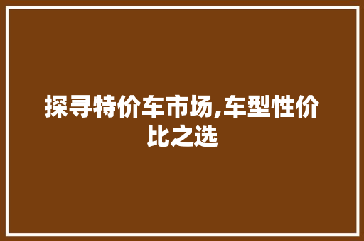 探寻特价车市场,车型性价比之选