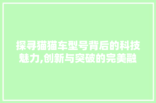 探寻猫猫车型号背后的科技魅力,创新与突破的完美融合