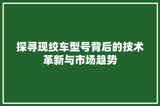 探寻现绞车型号背后的技术革新与市场趋势