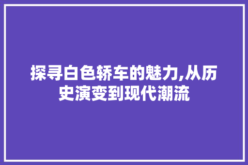 探寻白色轿车的魅力,从历史演变到现代潮流 发动机配件