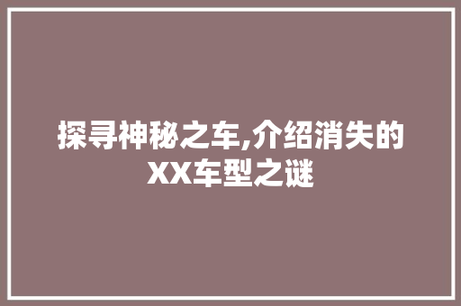 探寻神秘之车,介绍消失的XX车型之谜 蓄电池配件