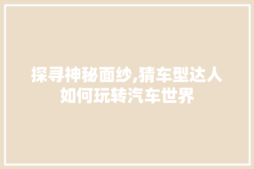 探寻神秘面纱,猜车型达人如何玩转汽车世界 汽车配件