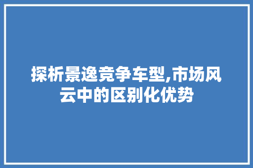 探析景逸竞争车型,市场风云中的区别化优势