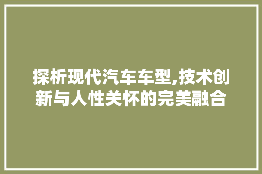 探析现代汽车车型,技术创新与人性关怀的完美融合