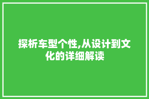 探析车型个性,从设计到文化的详细解读