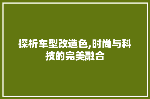 探析车型改造色,时尚与科技的完美融合