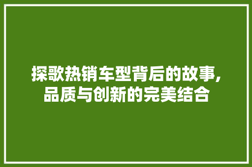 探歌热销车型背后的故事,品质与创新的完美结合