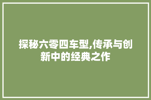 探秘六零四车型,传承与创新中的经典之作 新能源汽车