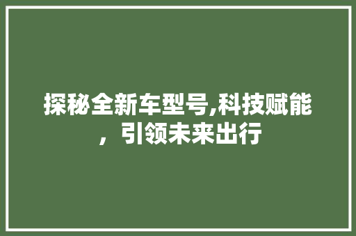 探秘全新车型号,科技赋能，引领未来出行