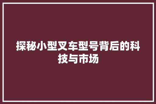探秘小型叉车型号背后的科技与市场