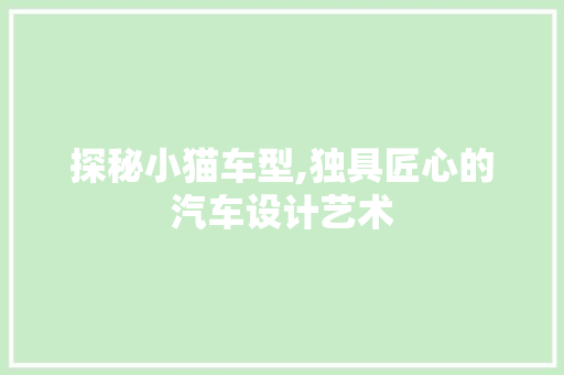 探秘小猫车型,独具匠心的汽车设计艺术