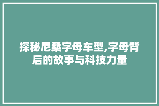 探秘尼桑字母车型,字母背后的故事与科技力量