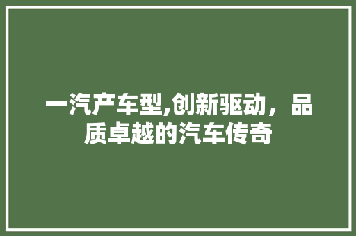 一汽产车型,创新驱动，品质卓越的汽车传奇