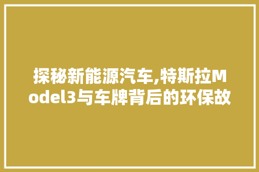 探秘新能源汽车,特斯拉Model3与车牌背后的环保故事