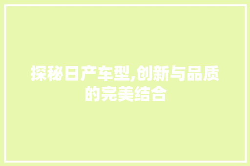 探秘日产车型,创新与品质的完美结合