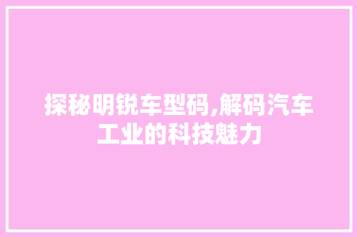 探秘明锐车型码,解码汽车工业的科技魅力