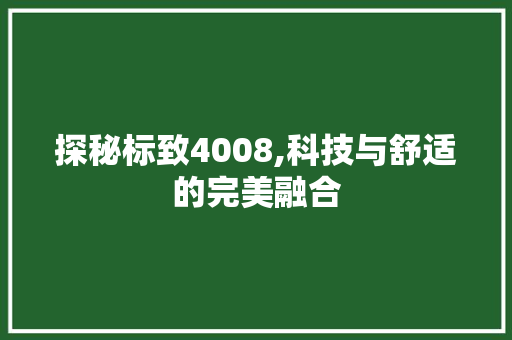 探秘标致4008,科技与舒适的完美融合