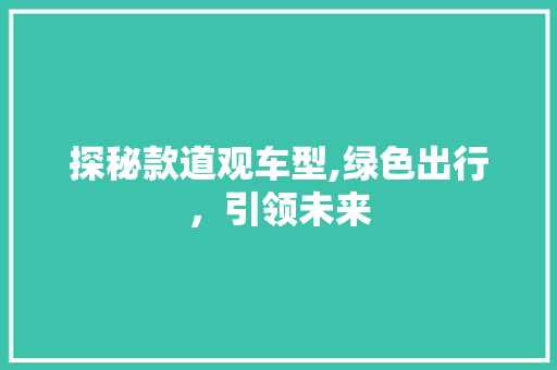 探秘款道观车型,绿色出行，引领未来