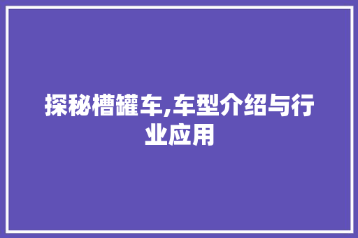 探秘槽罐车,车型介绍与行业应用