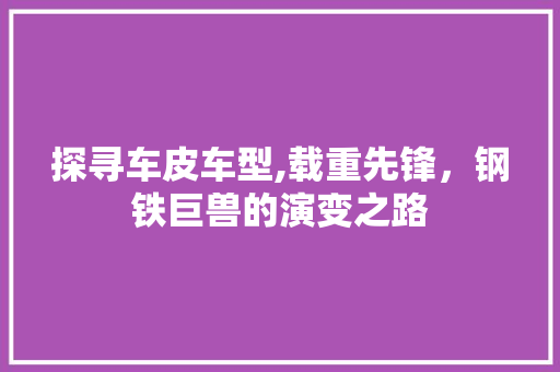 探寻车皮车型,载重先锋，钢铁巨兽的演变之路