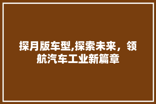 探月版车型,探索未来，领航汽车工业新篇章
