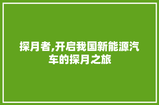 探月者,开启我国新能源汽车的探月之旅