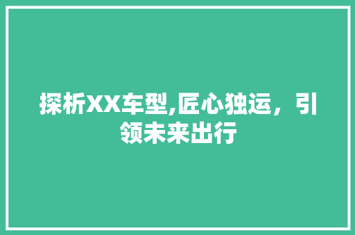 探析XX车型,匠心独运，引领未来出行 变速箱配件