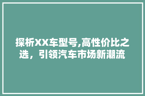 探析XX车型号,高性价比之选，引领汽车市场新潮流