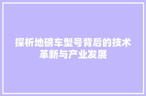 探析地磅车型号背后的技术革新与产业发展