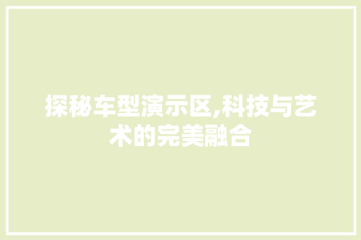 探秘车型演示区,科技与艺术的完美融合
