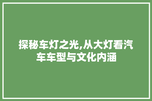 探秘车灯之光,从大灯看汽车车型与文化内涵
