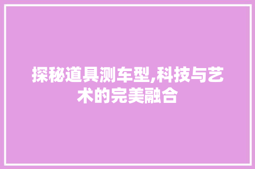 探秘道具测车型,科技与艺术的完美融合