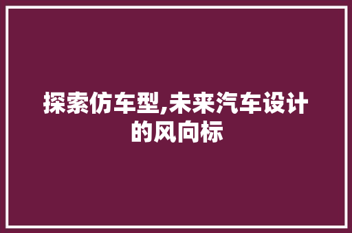 探索仿车型,未来汽车设计的风向标