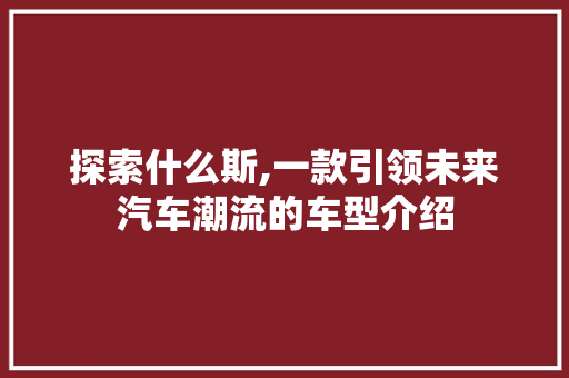 探索什么斯,一款引领未来汽车潮流的车型介绍