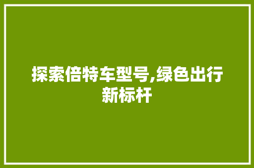 探索倍特车型号,绿色出行新标杆