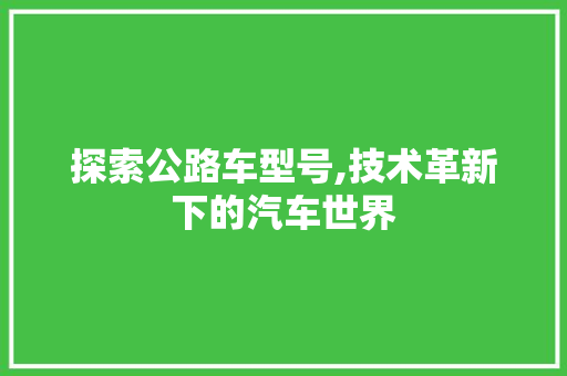 探索公路车型号,技术革新下的汽车世界