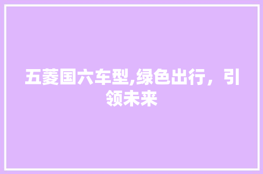 五菱国六车型,绿色出行，引领未来 新款车型
