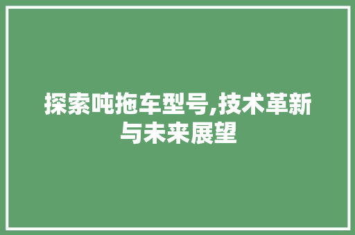 探索吨拖车型号,技术革新与未来展望