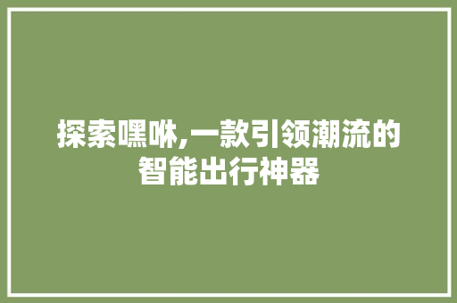探索嘿咻,一款引领潮流的智能出行神器