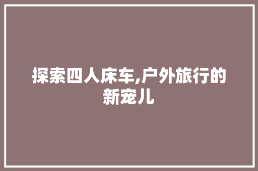 探索四人床车,户外旅行的新宠儿