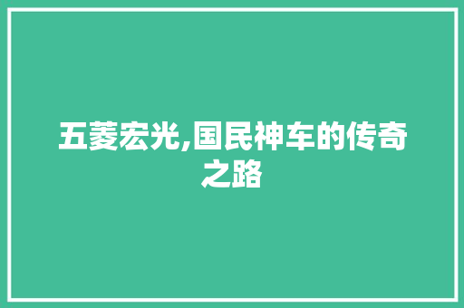 五菱宏光,国民神车的传奇之路