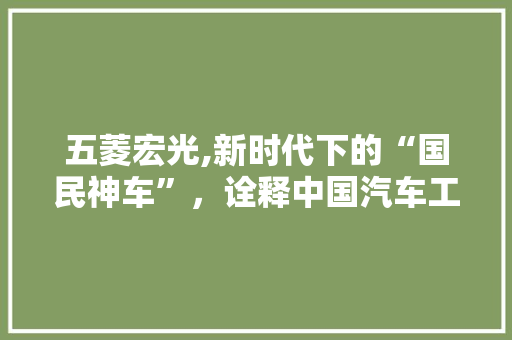 五菱宏光,新时代下的“国民神车”，诠释中国汽车工业的崛起