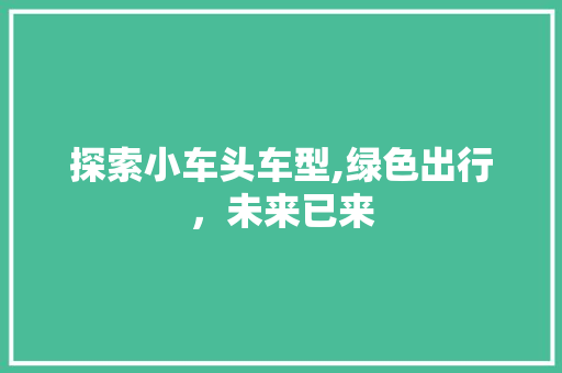 探索小车头车型,绿色出行，未来已来