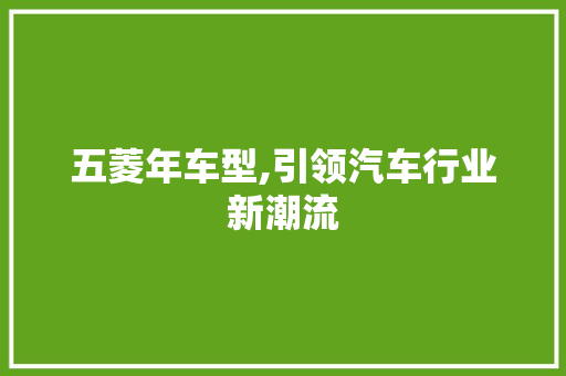 五菱年车型,引领汽车行业新潮流